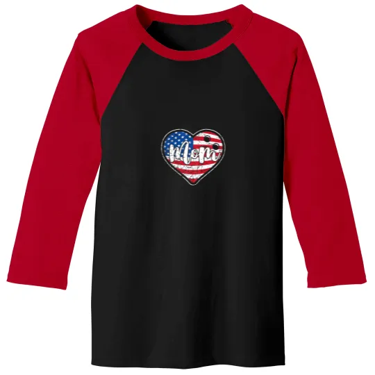 Discover Womens Distressed American Flag Heart Bowling Baseball Tees