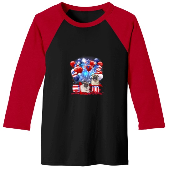 Discover Pug Firework American Flag 4Th Of July Dog Lover Baseball Tees