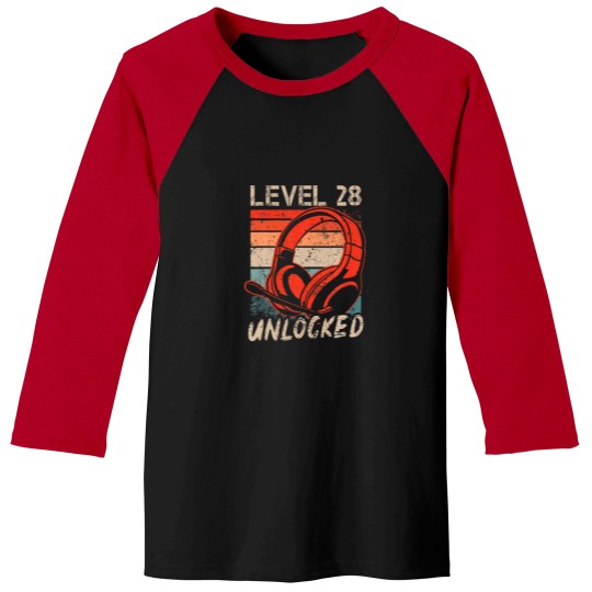 Discover Level 28 Unlocked Video Gamer Lovers 28Th Birthday Baseball Tees