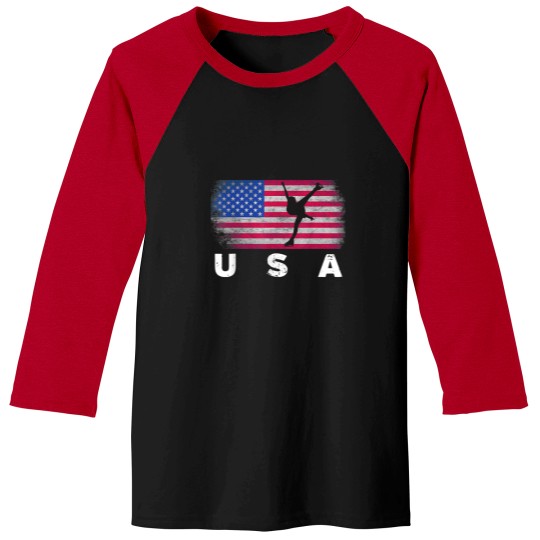 Discover American Flag Figure Skating Cute Us Skaters Baseball Tees