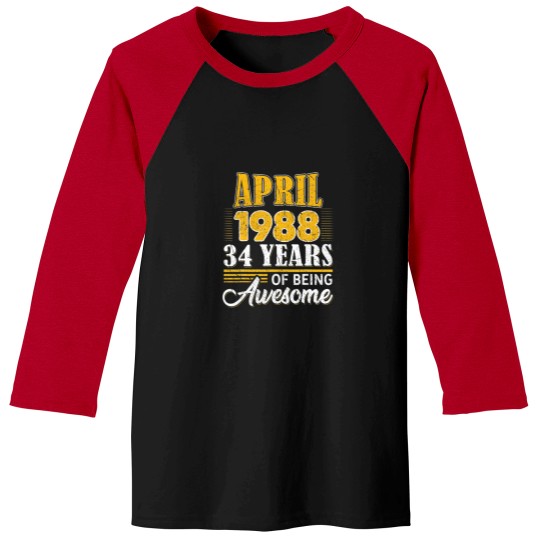 Discover 34Th Birthday Gifts 34 Year Old Awesome Since Apri Baseball Tees