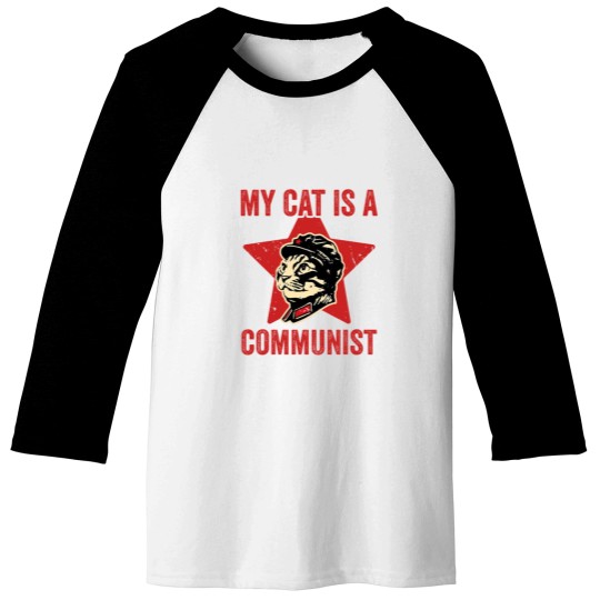 Discover My Cat Is A Communist Vintage Funny Cat Lover Sayi Baseball Tees