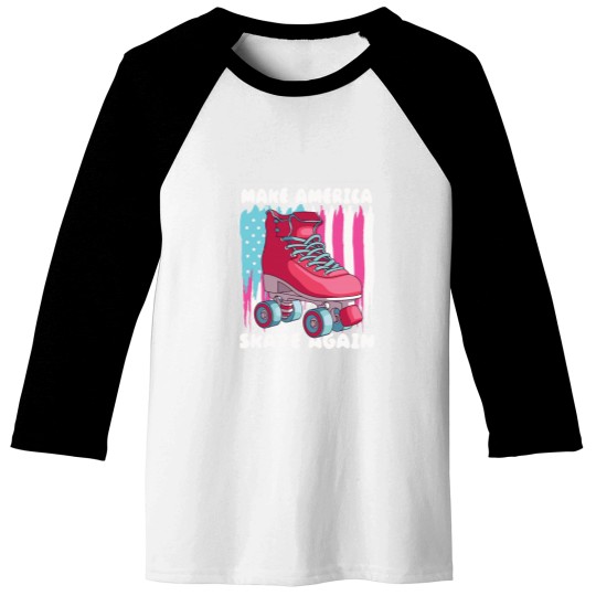 Discover 80s Roller Skate American Flag Cartoon Baseball Tees