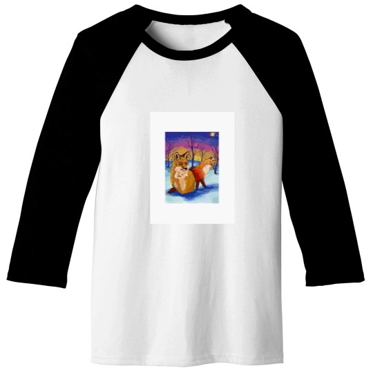 Discover Snowy Foxes Baseball Tees