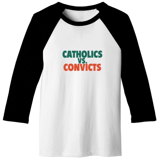 Discover Catholics Vs. Convicts Retro 1988 Football Game Baseball Tees