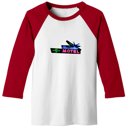 Discover Blue Swallow Motel Neon Sign Route 66 Baseball Tees