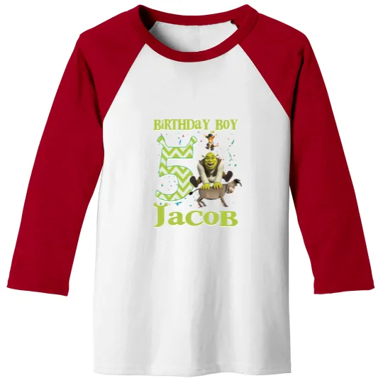 Discover Shrek Birthday Baseball Tees, Green Ogre Cartoon Custom Personalized Boy Girl Birthday Baseball Tees