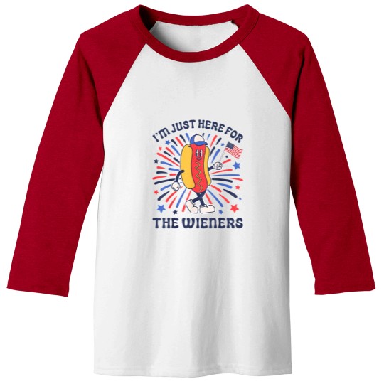 Discover I'm Just Here For The Wieners 4th of July Funny Hotdog Flag Baseball Tees