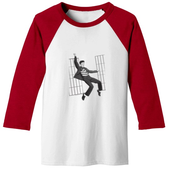 Discover Elvis Presley Jailhouse Rock Baseball Tees Licensed Rock N Roll Music Baseball Tees White
