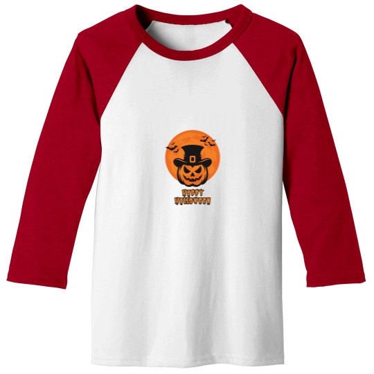 Discover Black and Orange Happy Halloween Baseball Tees