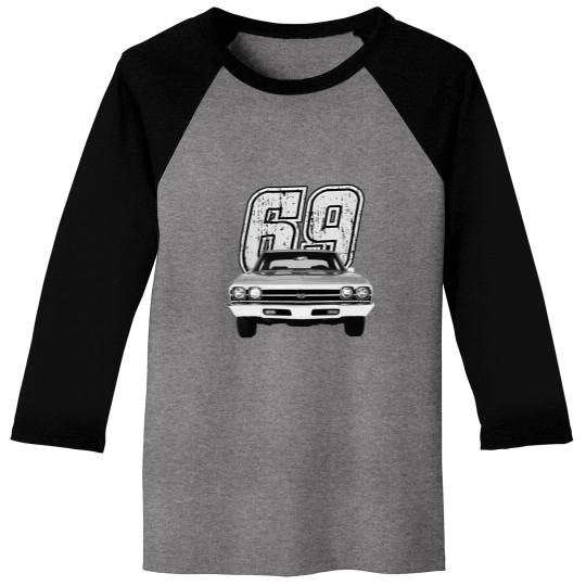 Discover 1969 Chevelle Front Grill View Silhouette Baseball Tees