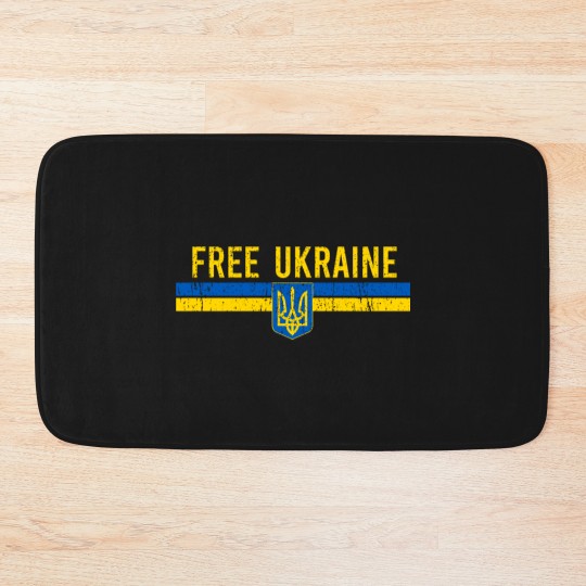 Discover Free Ukraine distressed Ukrainian blue yellow flag minimalist art - Free Ukraine - Bath Mats
