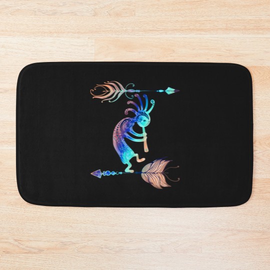 Discover Native American Kokopelli With Two Feathers 2 Bath Mats