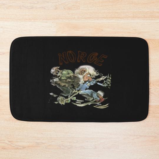 Discover 70s Norge Norway Troll Bath Mats. Vintage 1970s Norwegian Skiing Trolls