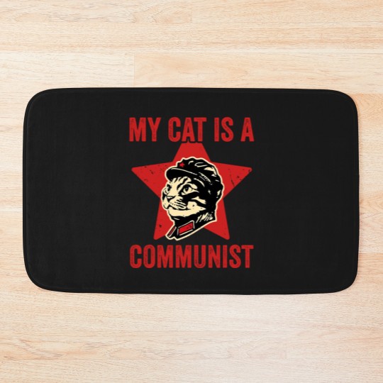 Discover My Cat Is A Communist Vintage Funny Cat Lover Sayi Bath Mats