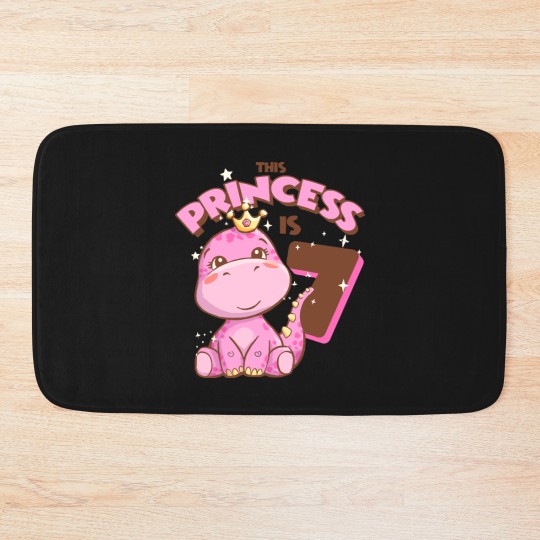 Discover Dinosaur T- Bath Mats This Princess is 7 Girls 7th Birthday Pink Dinosaur Party T- Bath Mats