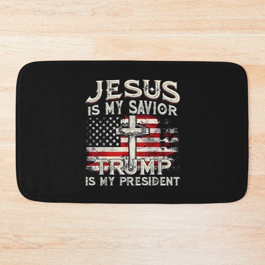 Discover Jesus Is My Savior Trump Is My President American Flag Bath Mats