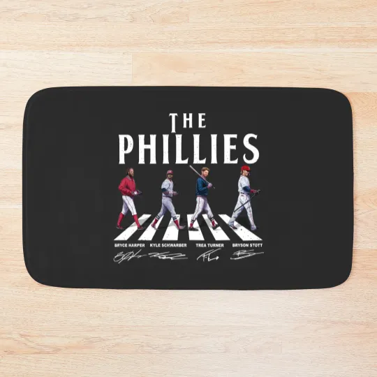 Discover SALE!!! Phillies Walking Abbey Road Signatures Baseball 2023 Signatures Bath Mats