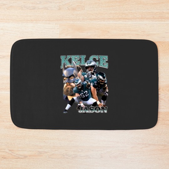 Discover Vintage 90s Graphic Style Jason Kelce Bath Mats, Jason Kelce Bath Mats