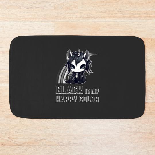 Discover black is my happy color goth girl emo gothic unicorn Bath Mats