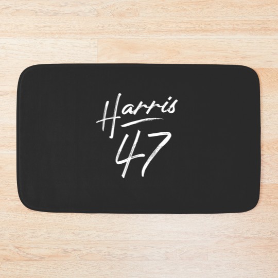 Discover Kamala Harris 47 Feminine Script for President Campaign 2024 Bath Mats