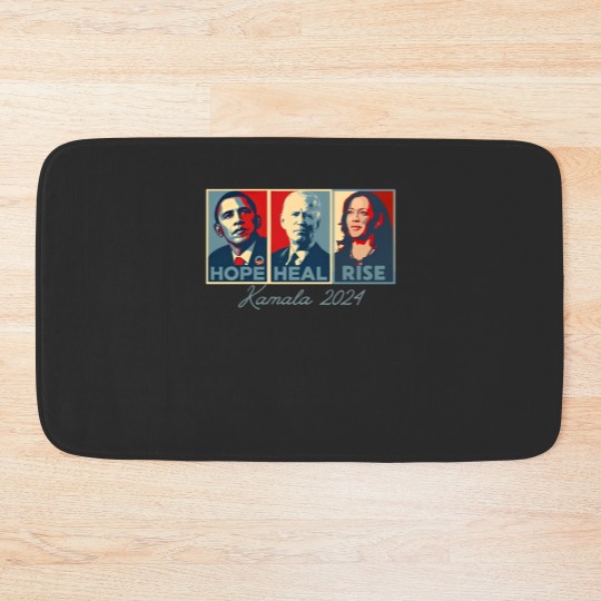 Discover Hope Heal RISE, Kamala Harris 2024 Bath Mats, Support for First Woman American President