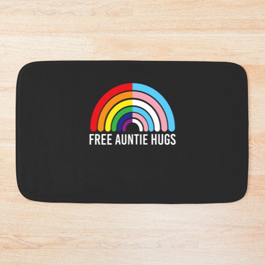Discover Free Auntie Hugs Rainbow Transgender Flag LGBTQ Gay Pride Bath Mats