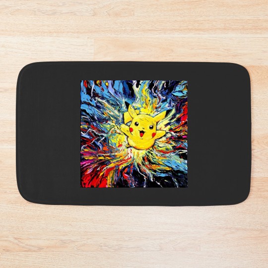 Discover Pika starry night van gogh painting Bath Mats