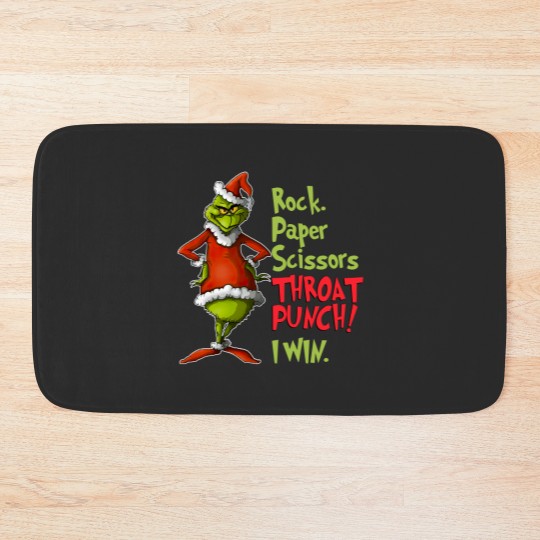 Discover Grin Rock Paper Scissors Throat Punch, Win Bath Mats, Rock Paper Scissors Bath Mats