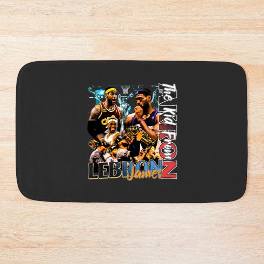 Discover Vintage Lebron James 90s Basketball Bootleg Style Bath Mats, Lebron James Bath Mats