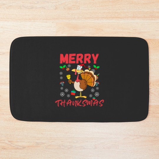 Discover Merry Thanksmas Funny Thanksgiving and Christmas 2024 Combo Bath Mats