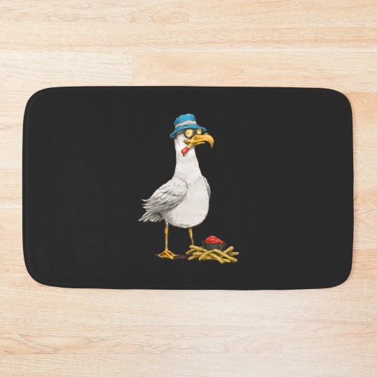 Discover Seagull with fries Bath Mats
