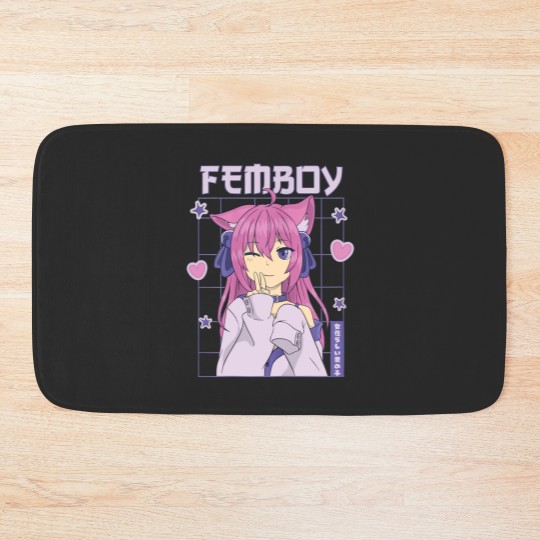 Discover Femboy Anime Cute Little Femboy Bath Mats