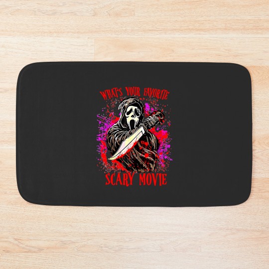 Discover Scream Ghostface What's Your Favorite Scary Movie Bath Mats, Scream Ghost Face Bath Mats