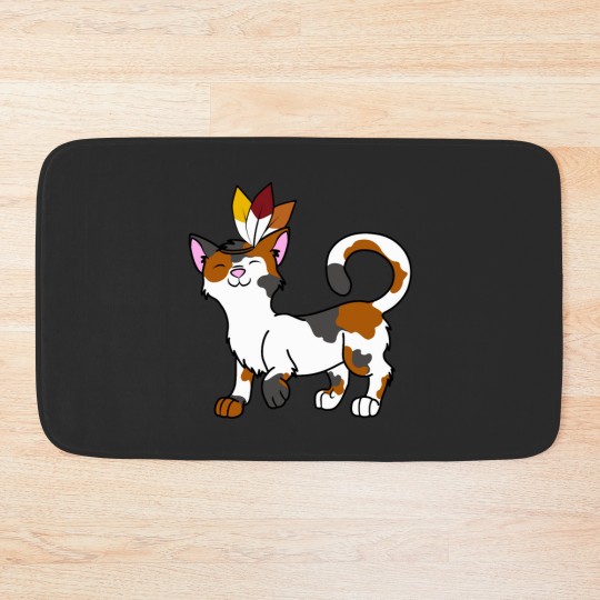 Discover Thanksgiving Calico Cat with Indian Headdress Perfect Gift Bath Mats