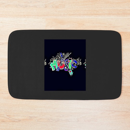 Discover Music Black  Colorful Text 5132 Bath Mats