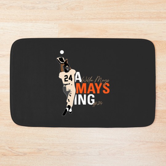 Discover Willie Mays 24 Bath Mat - The Catch Hand Draw Design