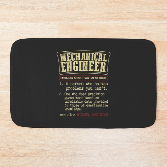 Discover Mechanical Engineer Funny Dictionary Definition Bath Mats