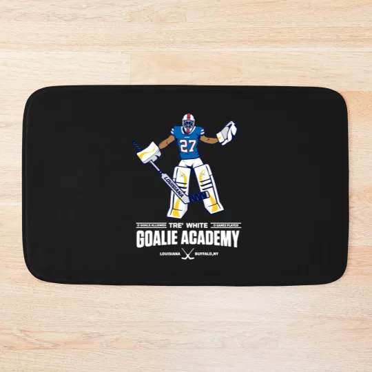 Discover tre white goalie academy Print Trucker Hats Bath Mats