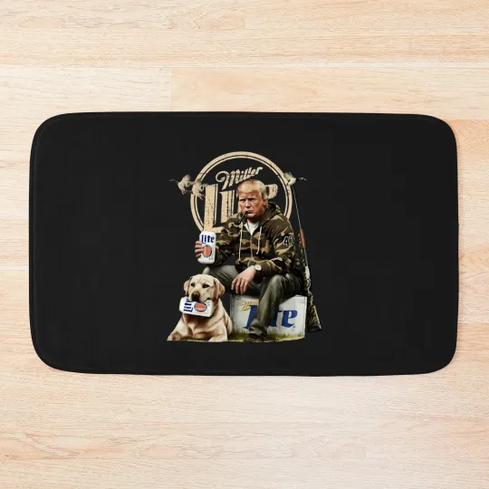 Discover trump hunting miller lite beer Bath Mats