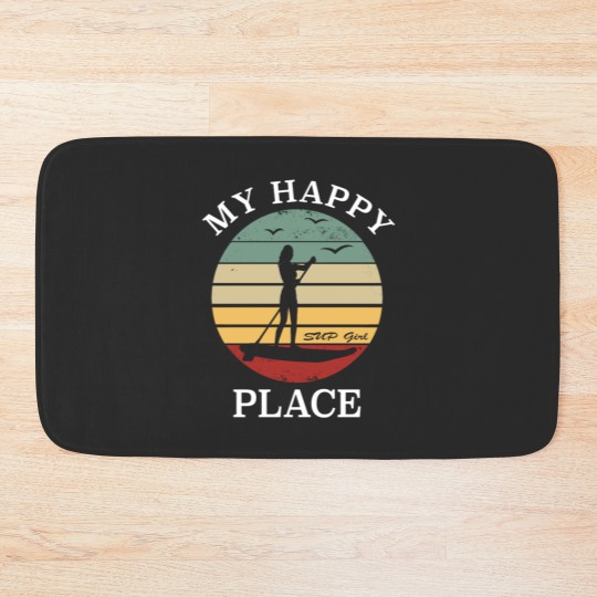 Discover Stand Up Paddle - SUP Girl - My Happy Place Sunset Bath Mats