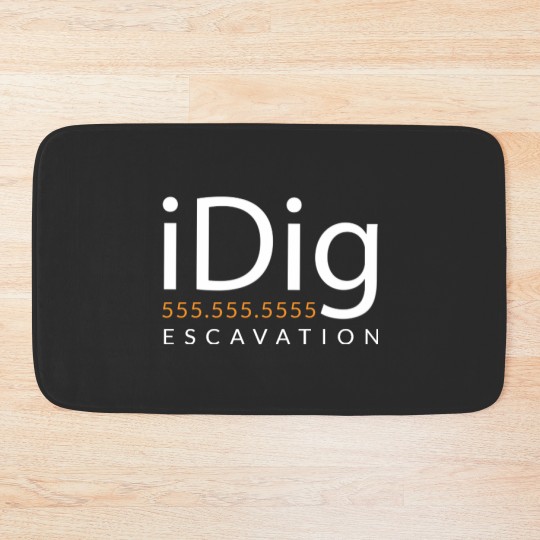 Discover iDIG. Excavator. Backhoe Operator. Gift and Merch Bath Mats