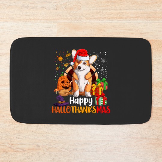 Discover Corgi Dog Happy Hallothanksmas Welsh Corgi Lover H Bath Mats