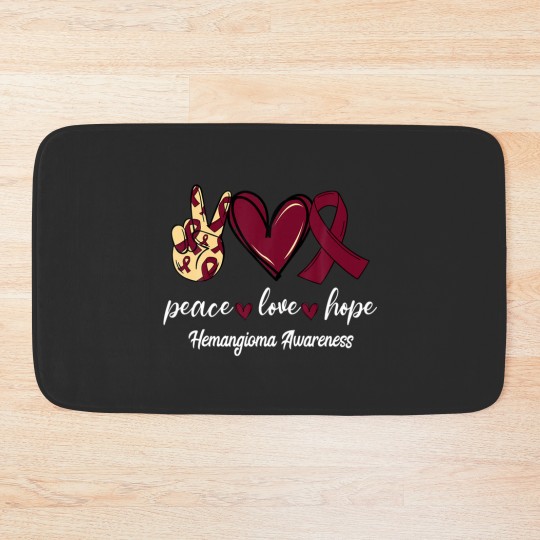 Discover Peace Love Cure Hemangioma Burgundy Ribbon Awarene Bath Mats