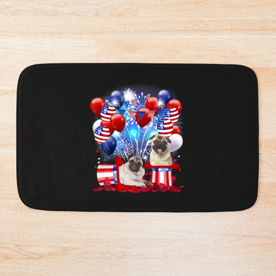 Discover Pug Firework American Flag 4Th Of July Dog Lover Bath Mats