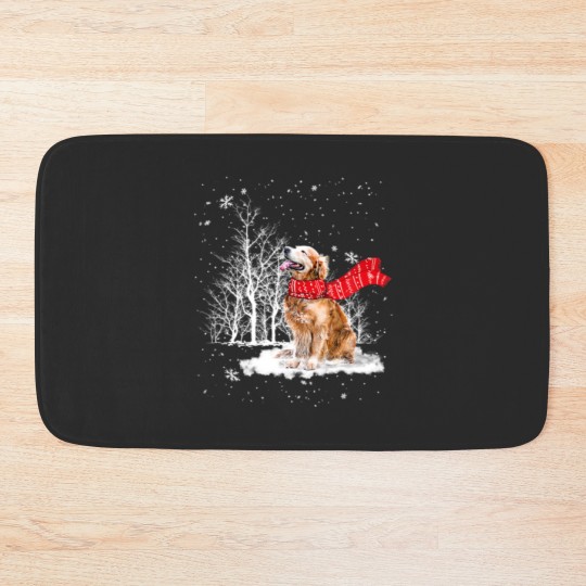 Discover Golden Retriever Is Watching The Snow Falls Christ Bath Mats