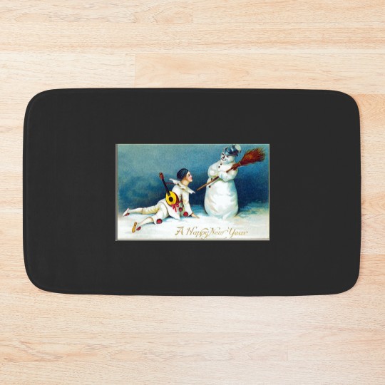 Discover Vintage New Year's Day Boy And Snow Bath Mats