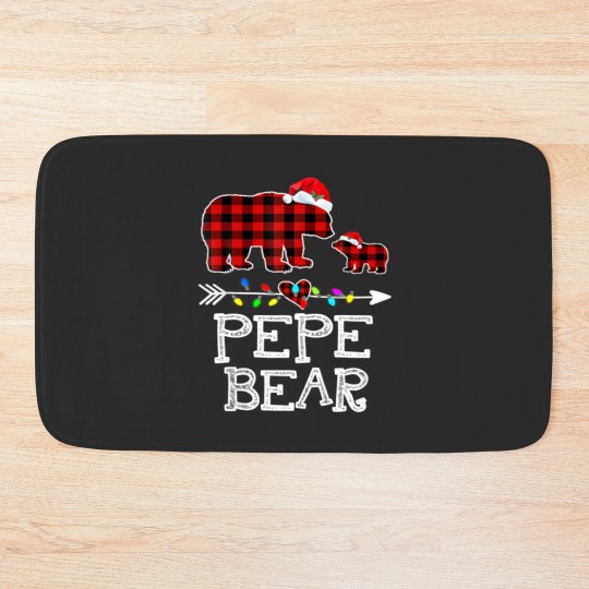 Discover Red Plaid Pepe Bear Bath Mats