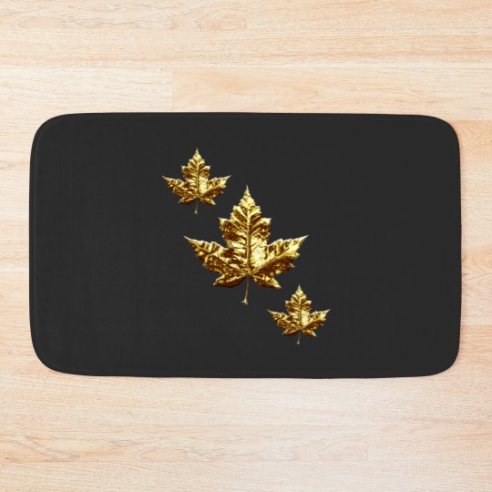 Discover Cool Canada  Gold Maple Leaf Bath Mats