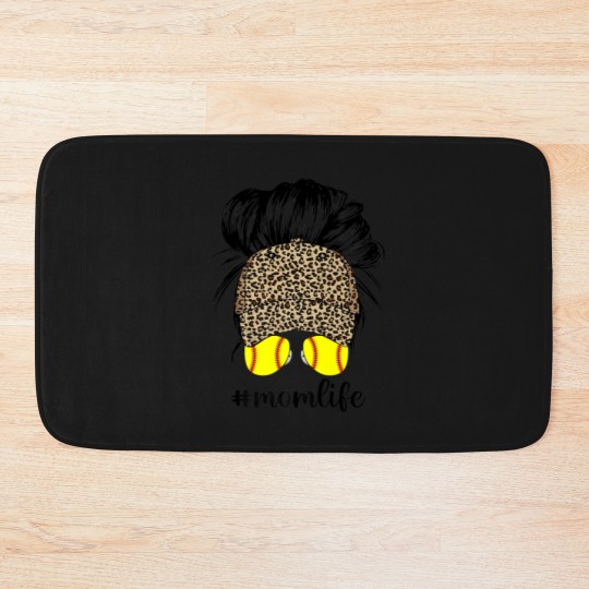 Discover Mom Life Leopard Baseball Cap Messy Bun Softball M Bath Mats